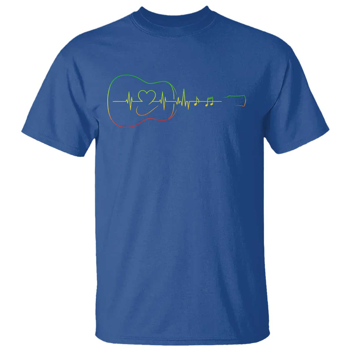 Guitar Rastafari Heartbeat T Shirt Jamaica ECG Pulse Rasta Reggae Music Vibes - Wonder Print Shop
