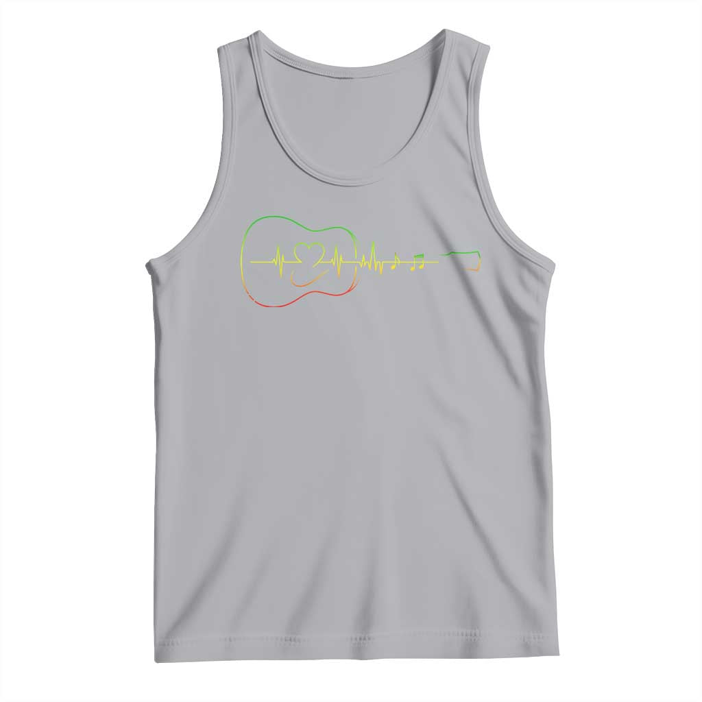 Guitar Rastafari Heartbeat Tank Top Jamaica ECG Pulse Rasta Reggae Music Vibes - Wonder Print Shop