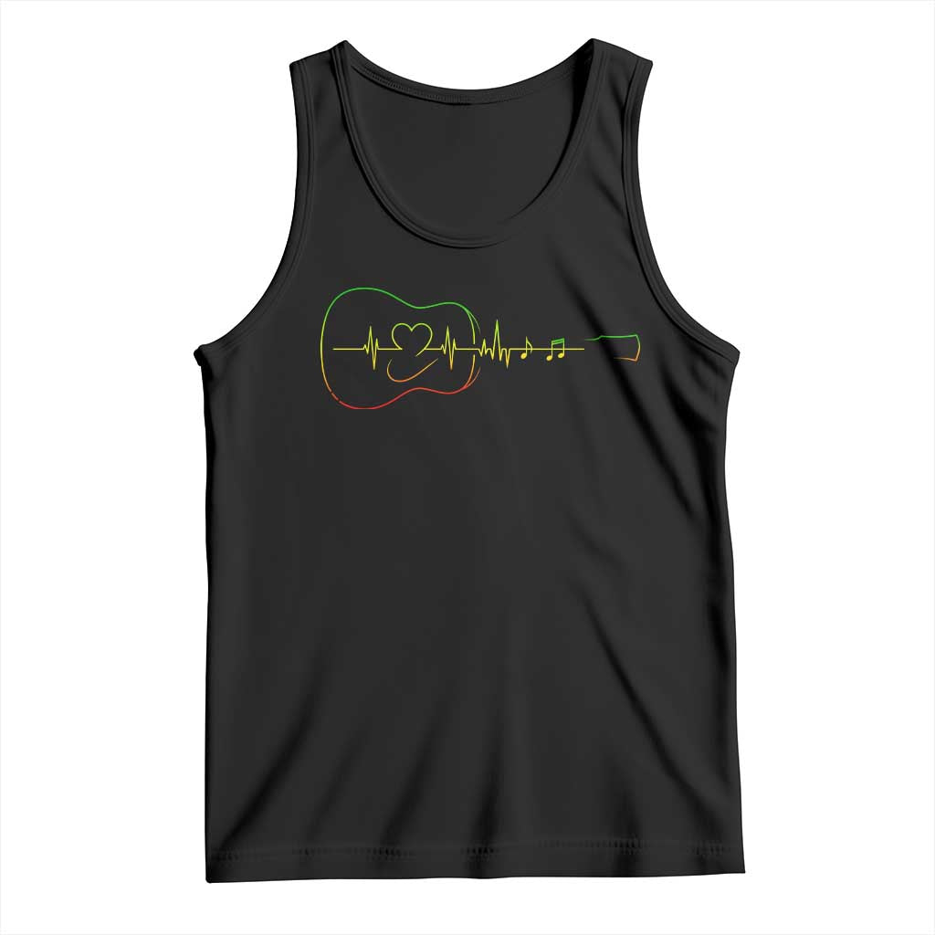 Guitar Rastafari Heartbeat Tank Top Jamaica ECG Pulse Rasta Reggae Music Vibes - Wonder Print Shop