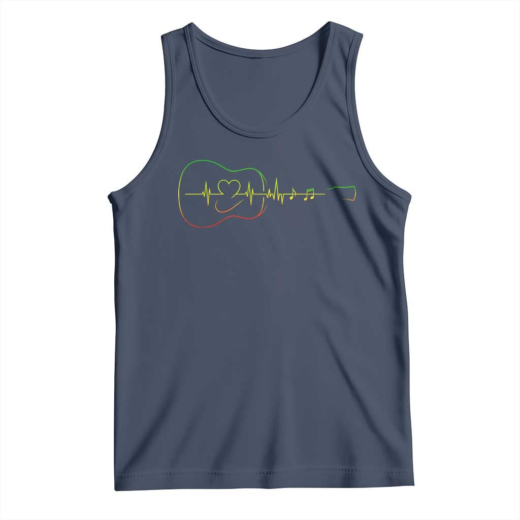 Guitar Rastafari Heartbeat Tank Top Jamaica ECG Pulse Rasta Reggae Music Vibes - Wonder Print Shop