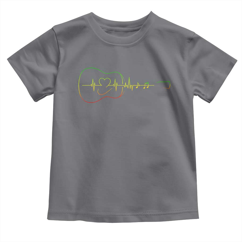 Guitar Rastafari Heartbeat Toddler T Shirt Jamaica ECG Pulse Rasta Reggae Music Vibes - Wonder Print Shop