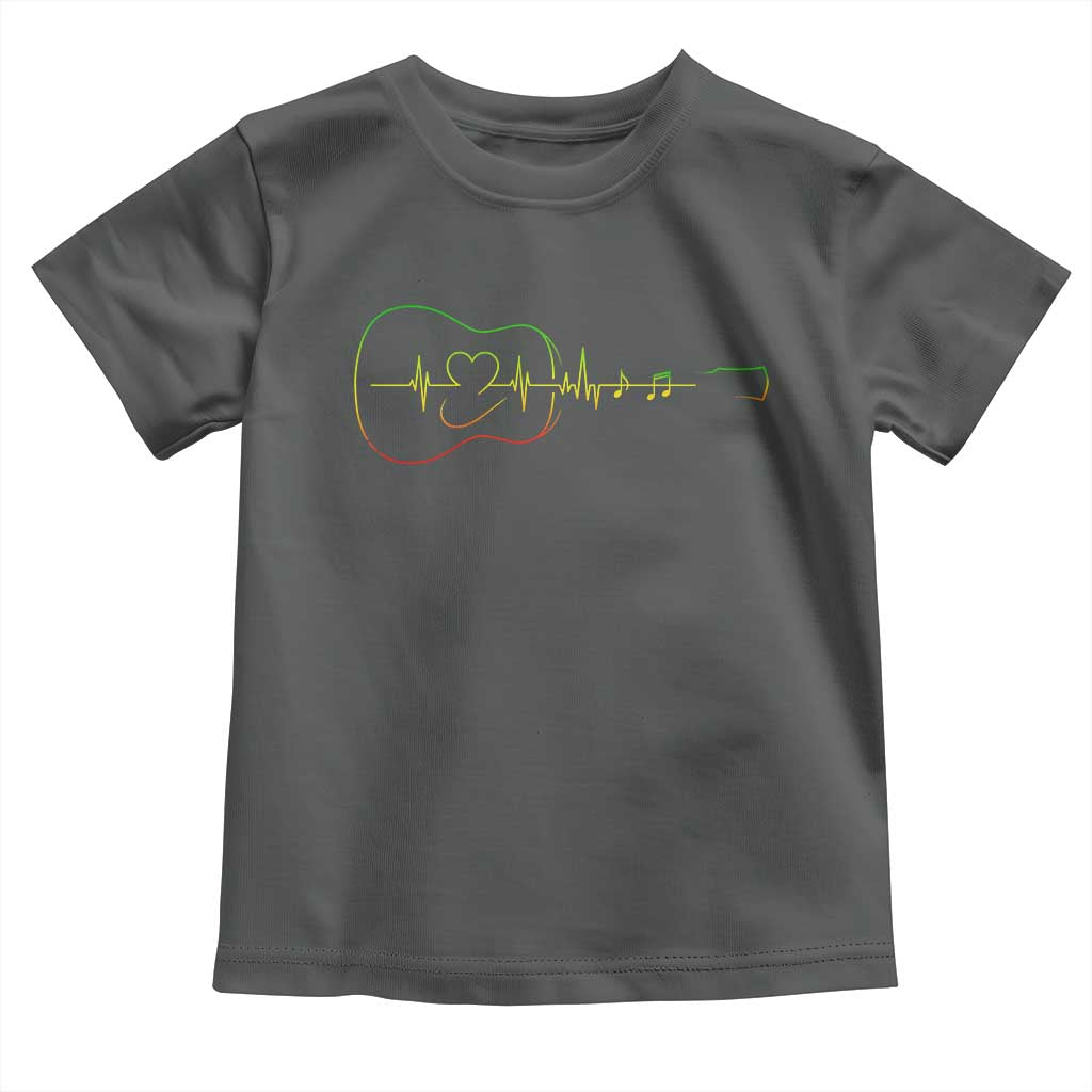Guitar Rastafari Heartbeat Toddler T Shirt Jamaica ECG Pulse Rasta Reggae Music Vibes - Wonder Print Shop