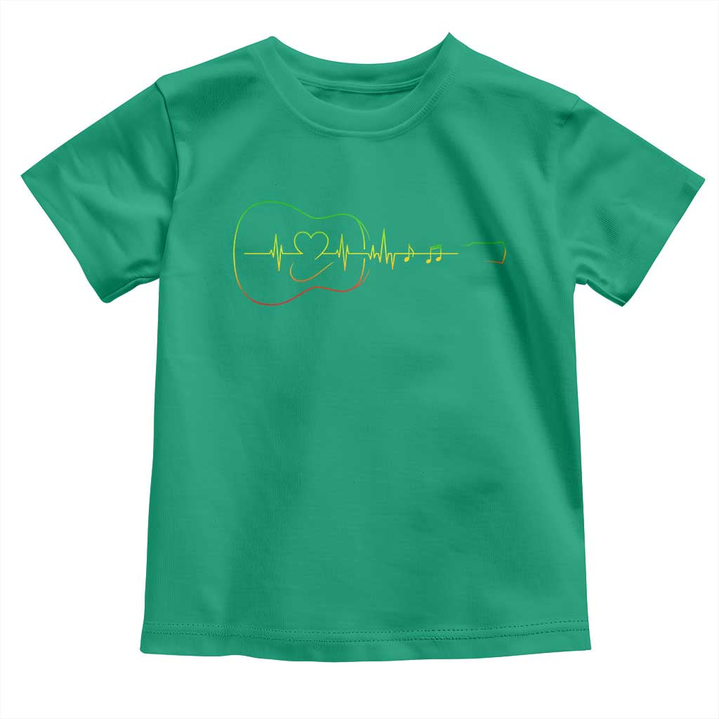 Guitar Rastafari Heartbeat Toddler T Shirt Jamaica ECG Pulse Rasta Reggae Music Vibes - Wonder Print Shop