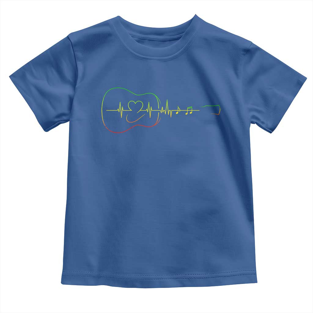 Guitar Rastafari Heartbeat Toddler T Shirt Jamaica ECG Pulse Rasta Reggae Music Vibes - Wonder Print Shop
