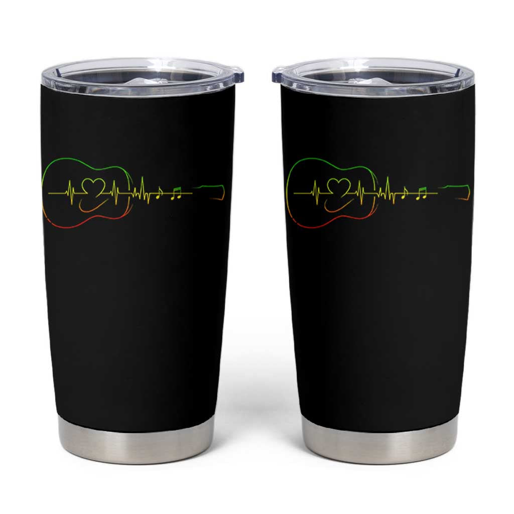 Guitar Rastafari Heartbeat Tumbler Cup Jamaica ECG Pulse Rasta Reggae Music Vibes - Wonder Print Shop
