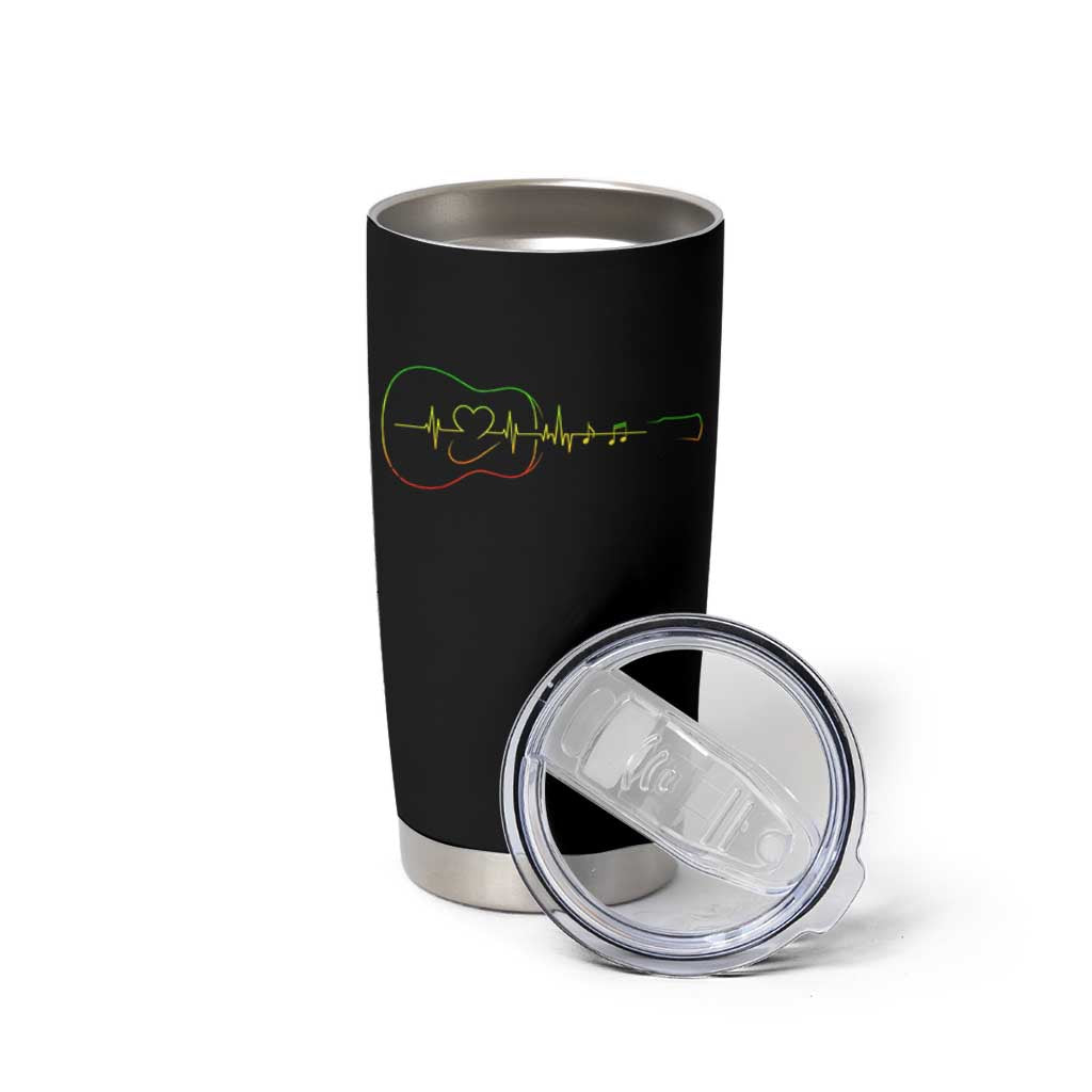 Guitar Rastafari Heartbeat Tumbler Cup Jamaica ECG Pulse Rasta Reggae Music Vibes - Wonder Print Shop