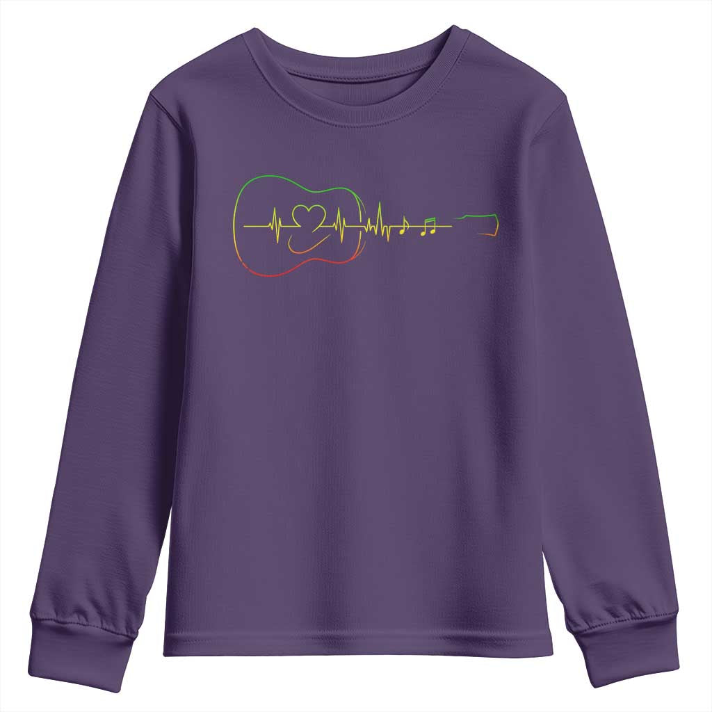 Guitar Rastafari Heartbeat Youth Sweatshirt Jamaica ECG Pulse Rasta Reggae Music Vibes - Wonder Print Shop