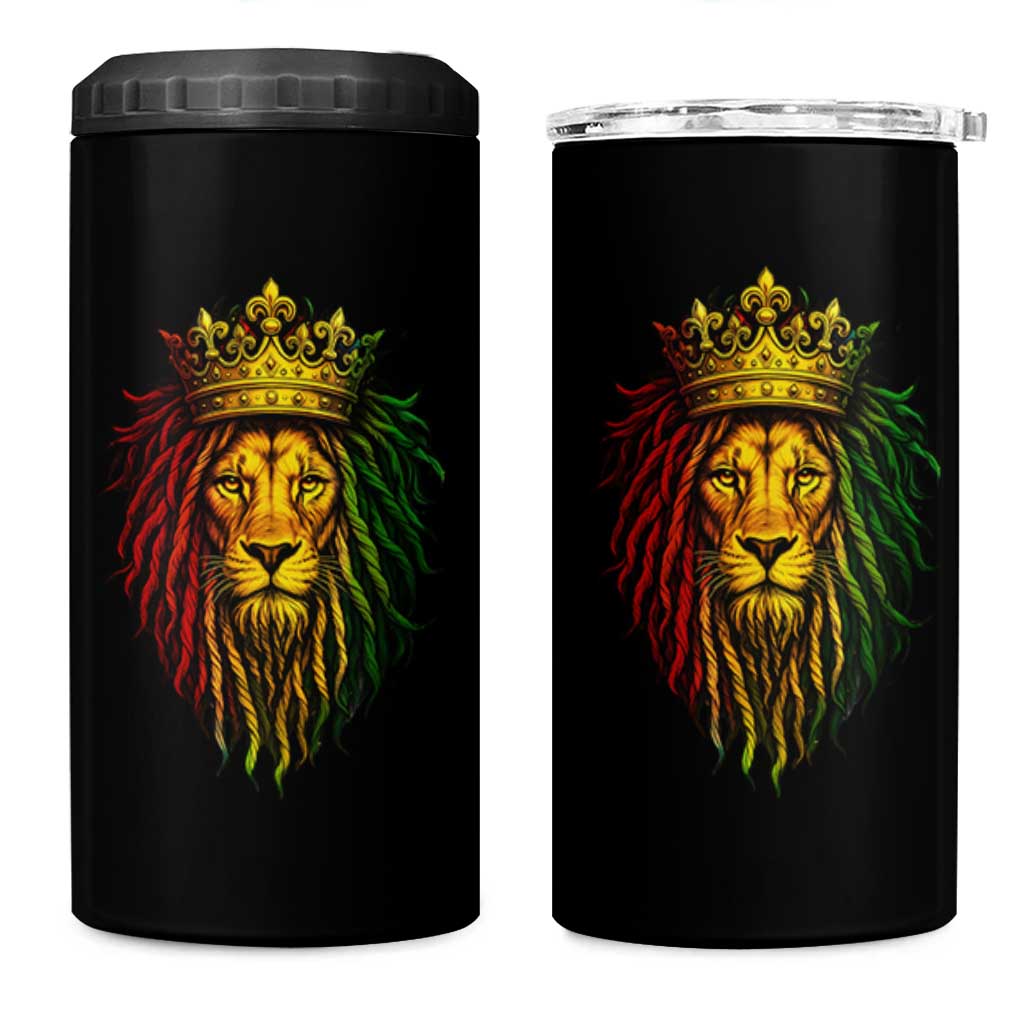 Rasta Reggae Lion 4 in 1 Can Cooler Tumbler Jamaican Pride Lion of Judah Gift for Rastafari - Wonder Print Shop