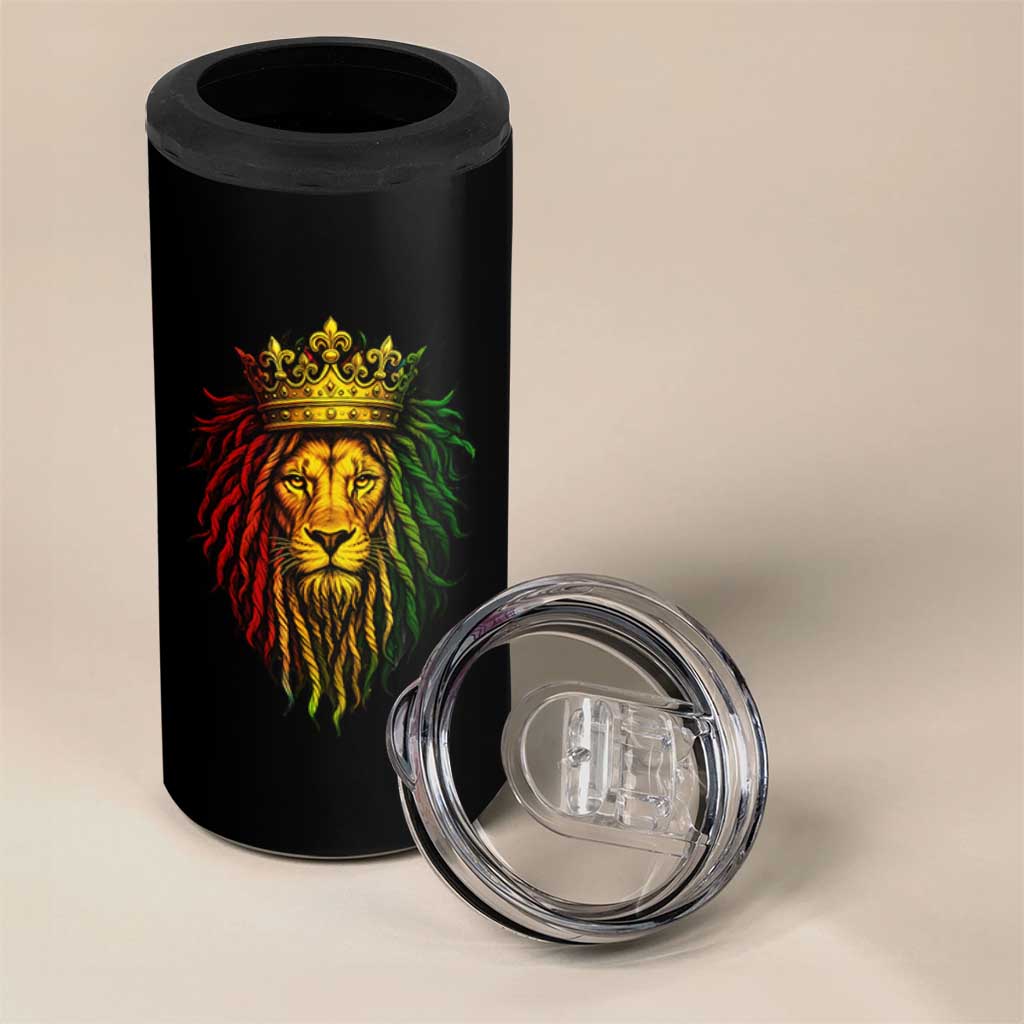 Rasta Reggae Lion 4 in 1 Can Cooler Tumbler Jamaican Pride Lion of Judah Gift for Rastafari - Wonder Print Shop