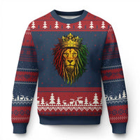 Rasta Reggae Lion Ugly Christmas Sweater Jamaican Pride Lion of Judah Gift for Rastafari - Wonder Print Shop