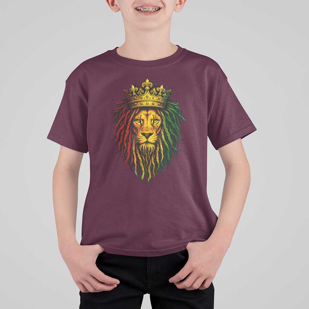 Rasta Reggae Lion T Shirt For Kid Jamaican Pride Lion of Judah Gift for Rastafari - Wonder Print Shop