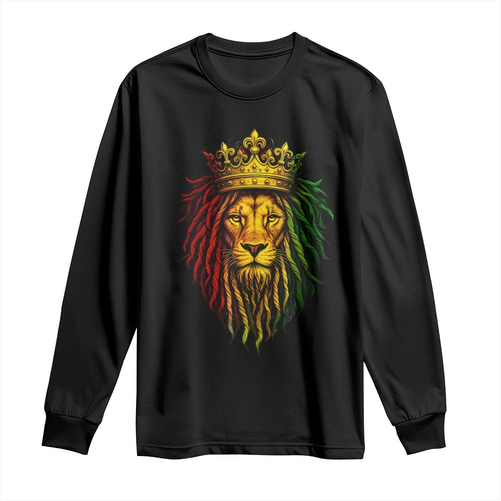 Rasta Reggae Lion Long Sleeve Shirt Jamaican Pride Lion of Judah Gift for Rastafari - Wonder Print Shop