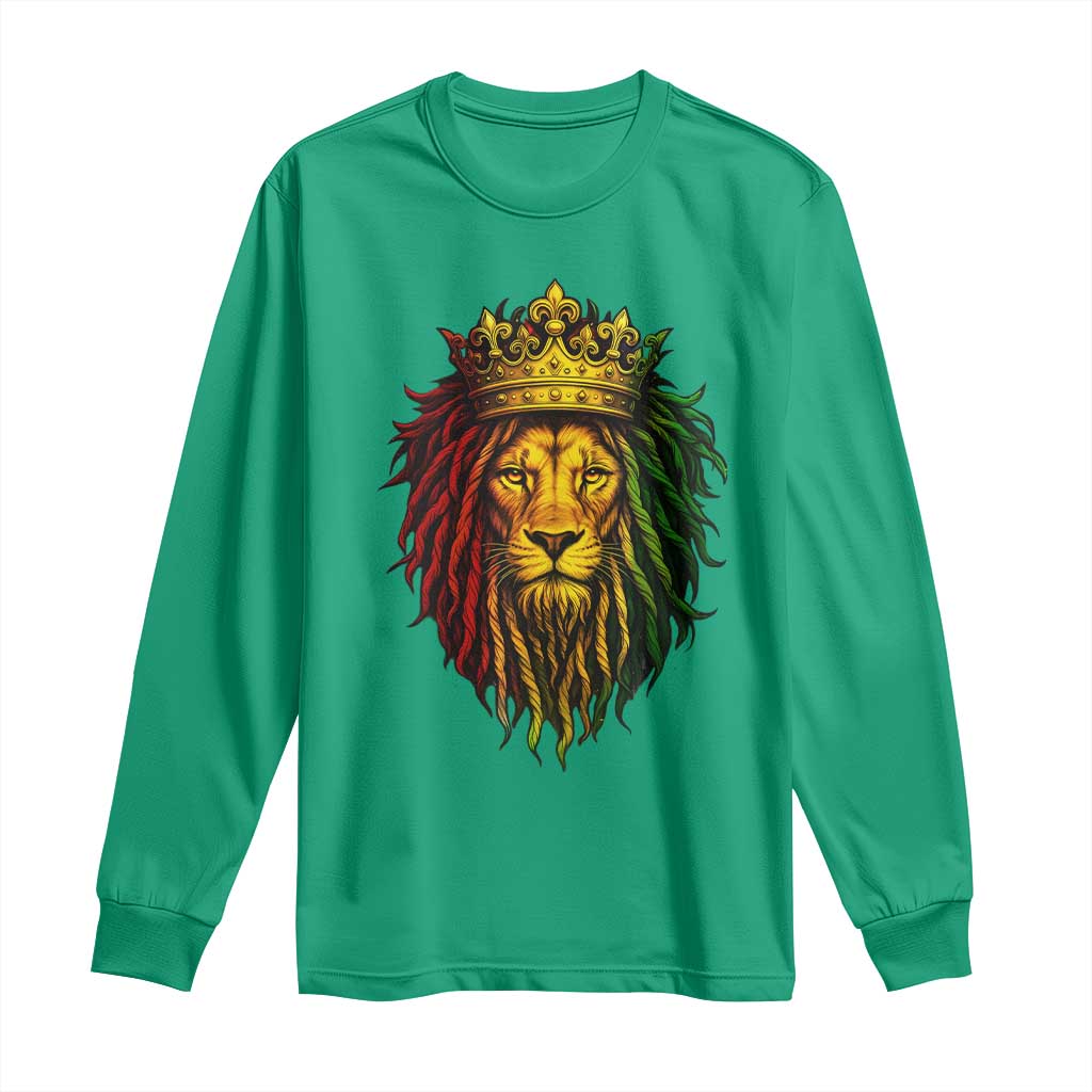 Rasta Reggae Lion Long Sleeve Shirt Jamaican Pride Lion of Judah Gift for Rastafari - Wonder Print Shop