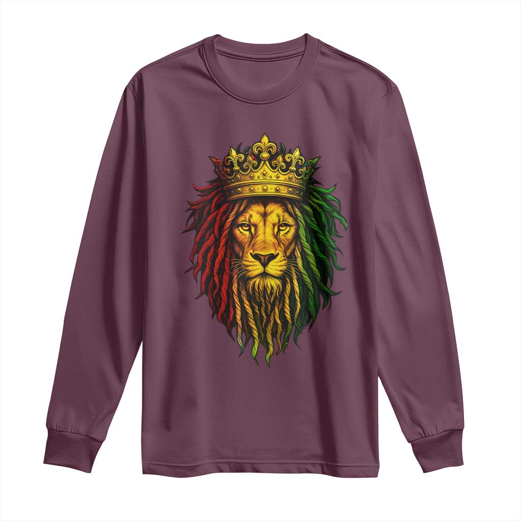 Rasta Reggae Lion Long Sleeve Shirt Jamaican Pride Lion of Judah Gift for Rastafari - Wonder Print Shop