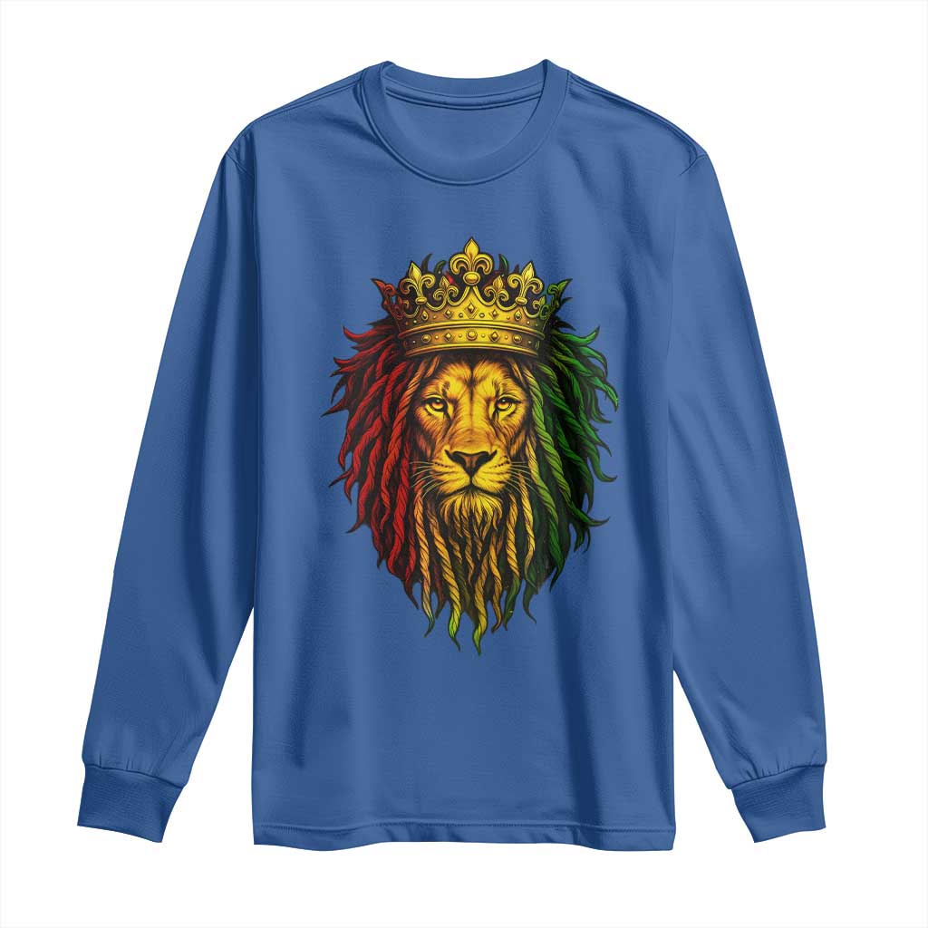 Rasta Reggae Lion Long Sleeve Shirt Jamaican Pride Lion of Judah Gift for Rastafari - Wonder Print Shop