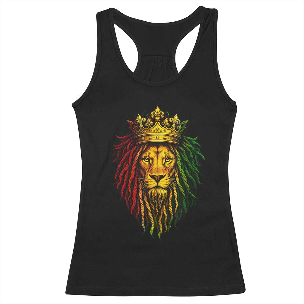 Rasta Reggae Lion Racerback Tank Top Jamaican Pride Lion of Judah Gift for Rastafari - Wonder Print Shop