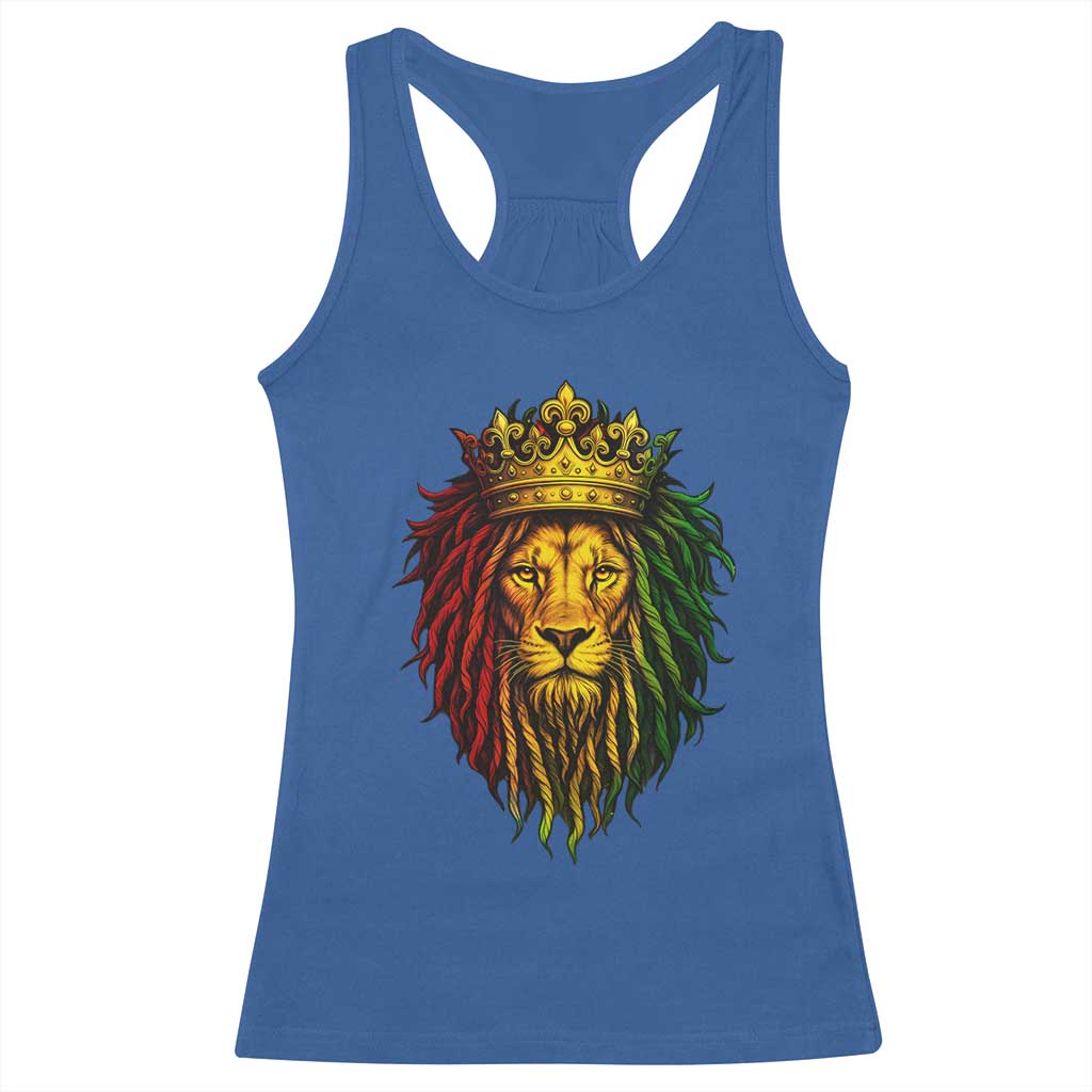Rasta Reggae Lion Racerback Tank Top Jamaican Pride Lion of Judah Gift for Rastafari - Wonder Print Shop