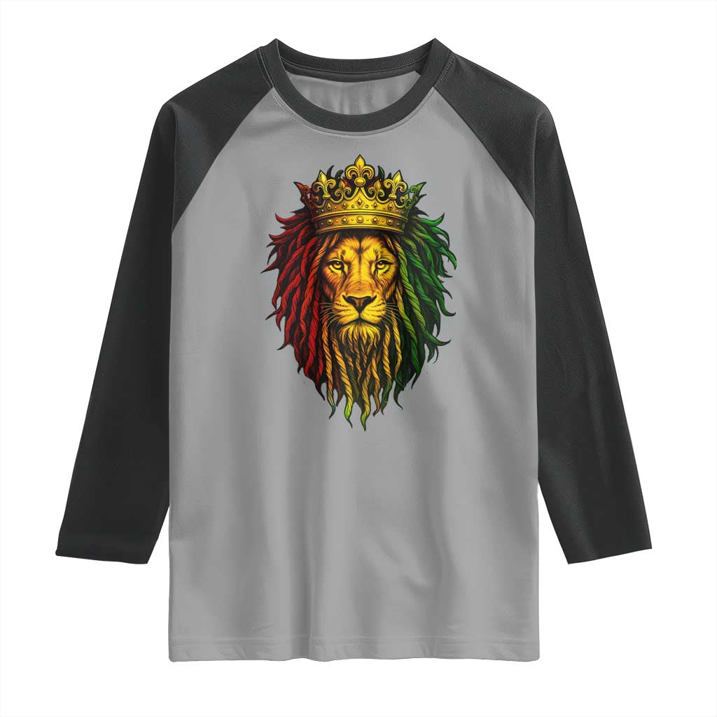 Rasta Reggae Lion Raglan Shirt Jamaican Pride Lion of Judah Gift for Rastafari - Wonder Print Shop