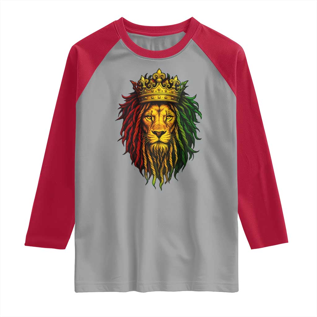 Rasta Reggae Lion Raglan Shirt Jamaican Pride Lion of Judah Gift for Rastafari - Wonder Print Shop
