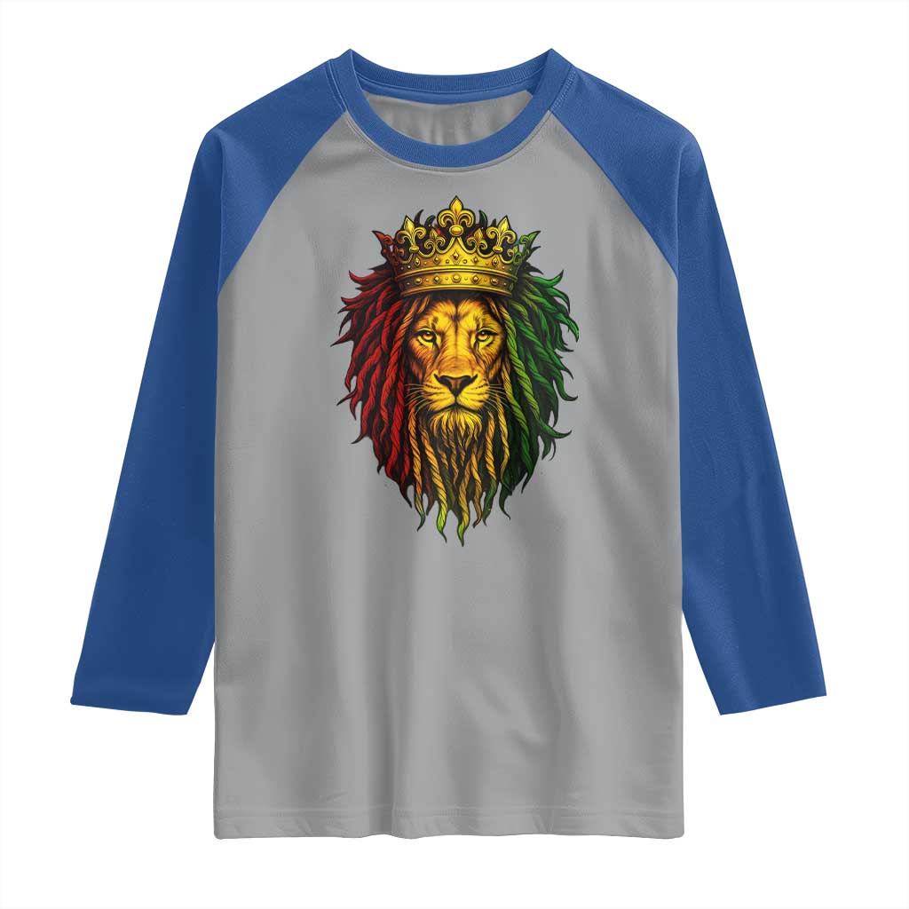 Rasta Reggae Lion Raglan Shirt Jamaican Pride Lion of Judah Gift for Rastafari - Wonder Print Shop