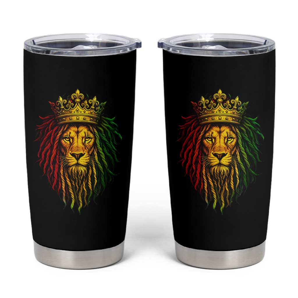 Rasta Reggae Lion Tumbler Cup Jamaican Pride Lion of Judah Gift for Rastafari - Wonder Print Shop