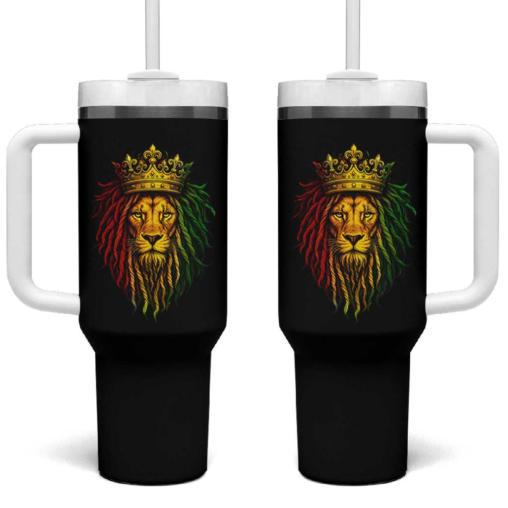 Rasta Reggae Lion Tumbler With Handle Jamaican Pride Lion of Judah Gift for Rastafari - Wonder Print Shop