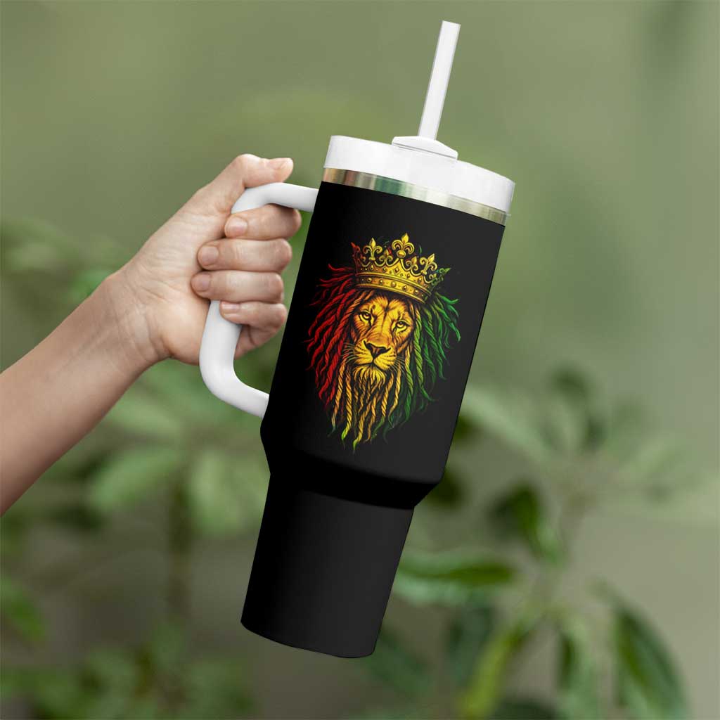 Rasta Reggae Lion Tumbler With Handle Jamaican Pride Lion of Judah Gift for Rastafari - Wonder Print Shop