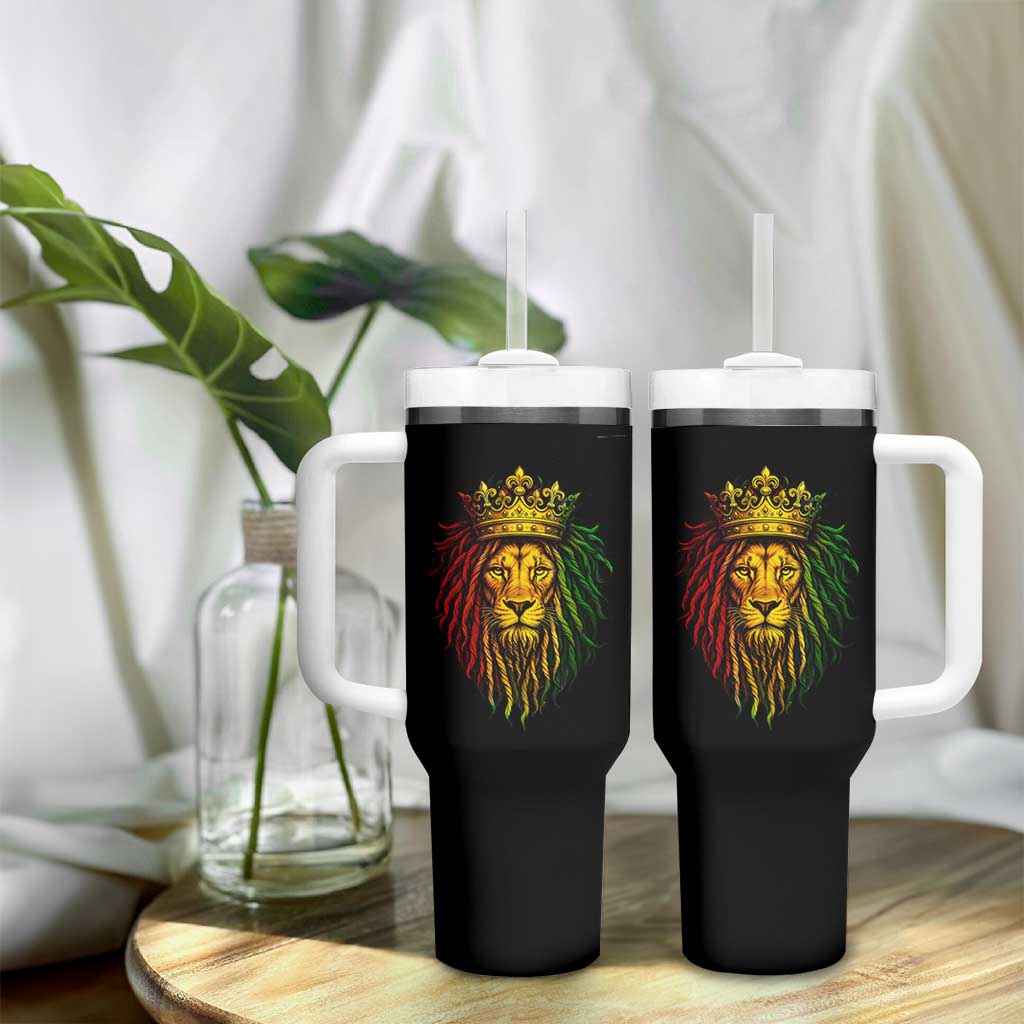 Rasta Reggae Lion Tumbler With Handle Jamaican Pride Lion of Judah Gift for Rastafari - Wonder Print Shop