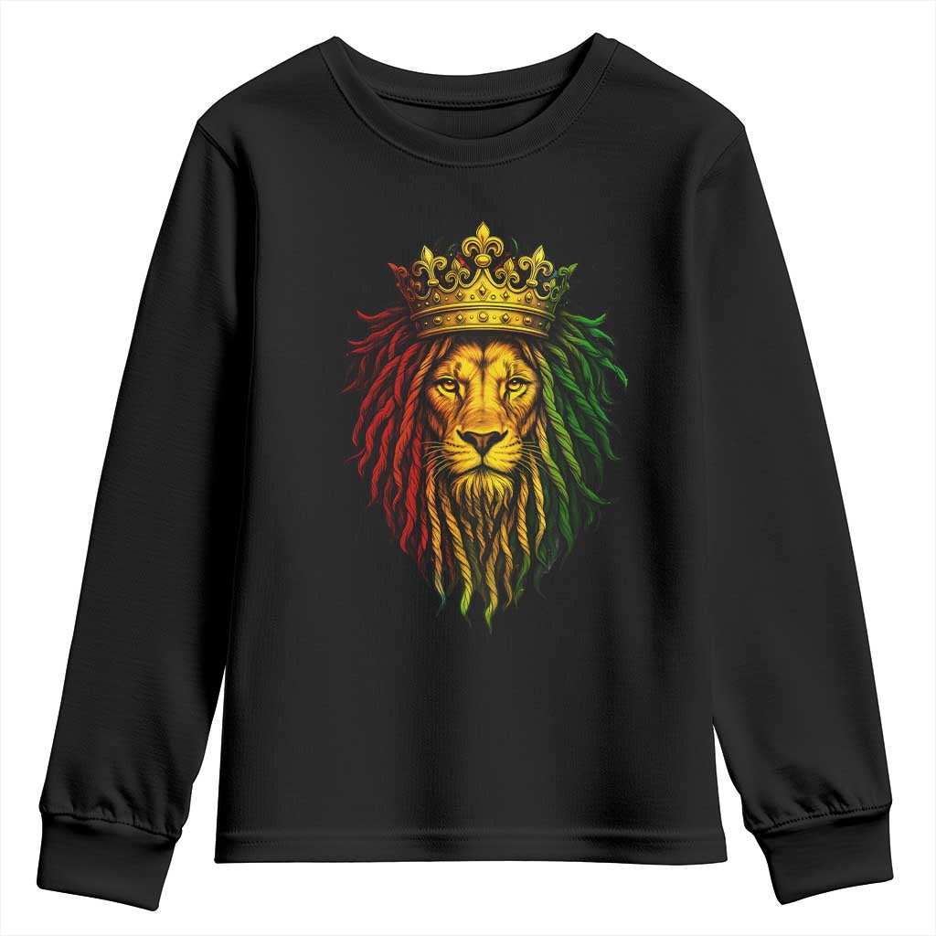 Rasta Reggae Lion Youth Sweatshirt Jamaican Pride Lion of Judah Gift for Rastafari - Wonder Print Shop