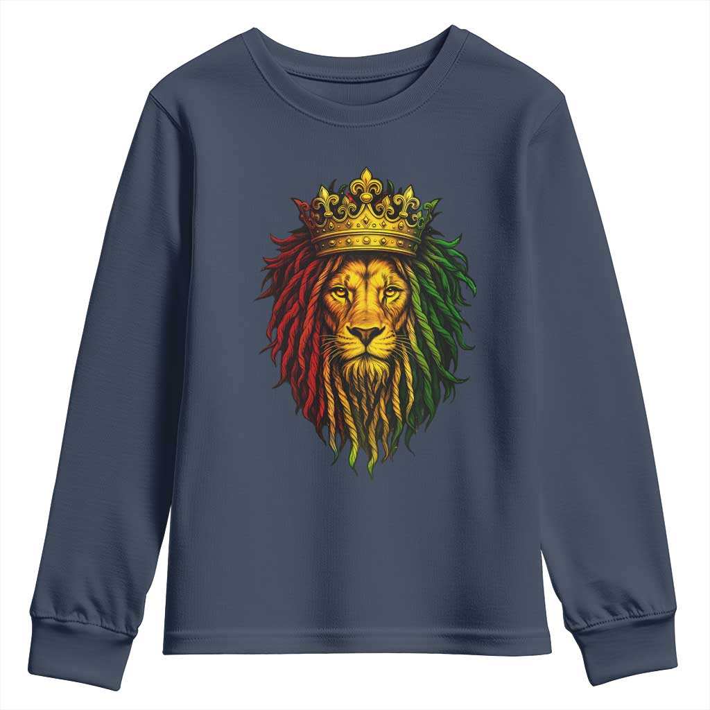 Rasta Reggae Lion Youth Sweatshirt Jamaican Pride Lion of Judah Gift for Rastafari - Wonder Print Shop