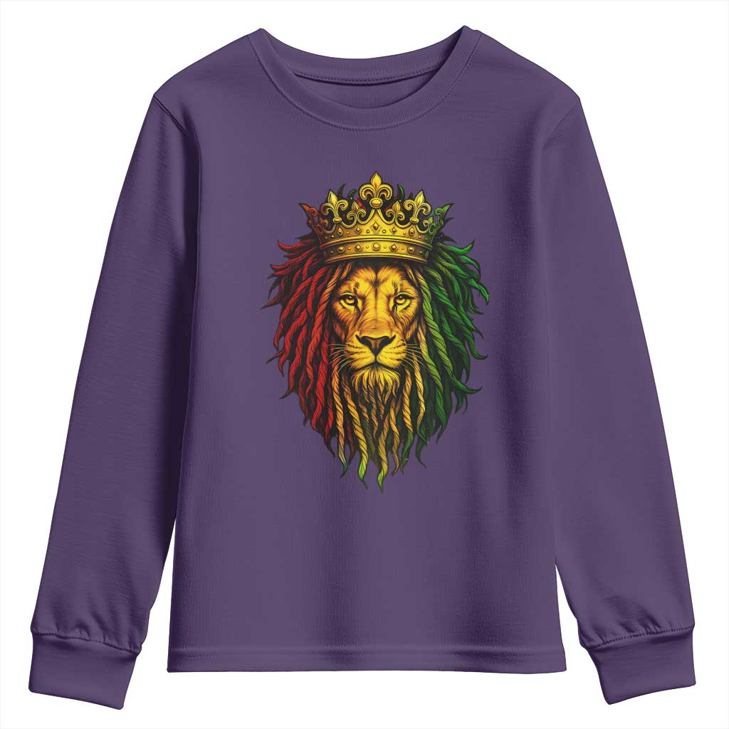Rasta Reggae Lion Youth Sweatshirt Jamaican Pride Lion of Judah Gift for Rastafari - Wonder Print Shop