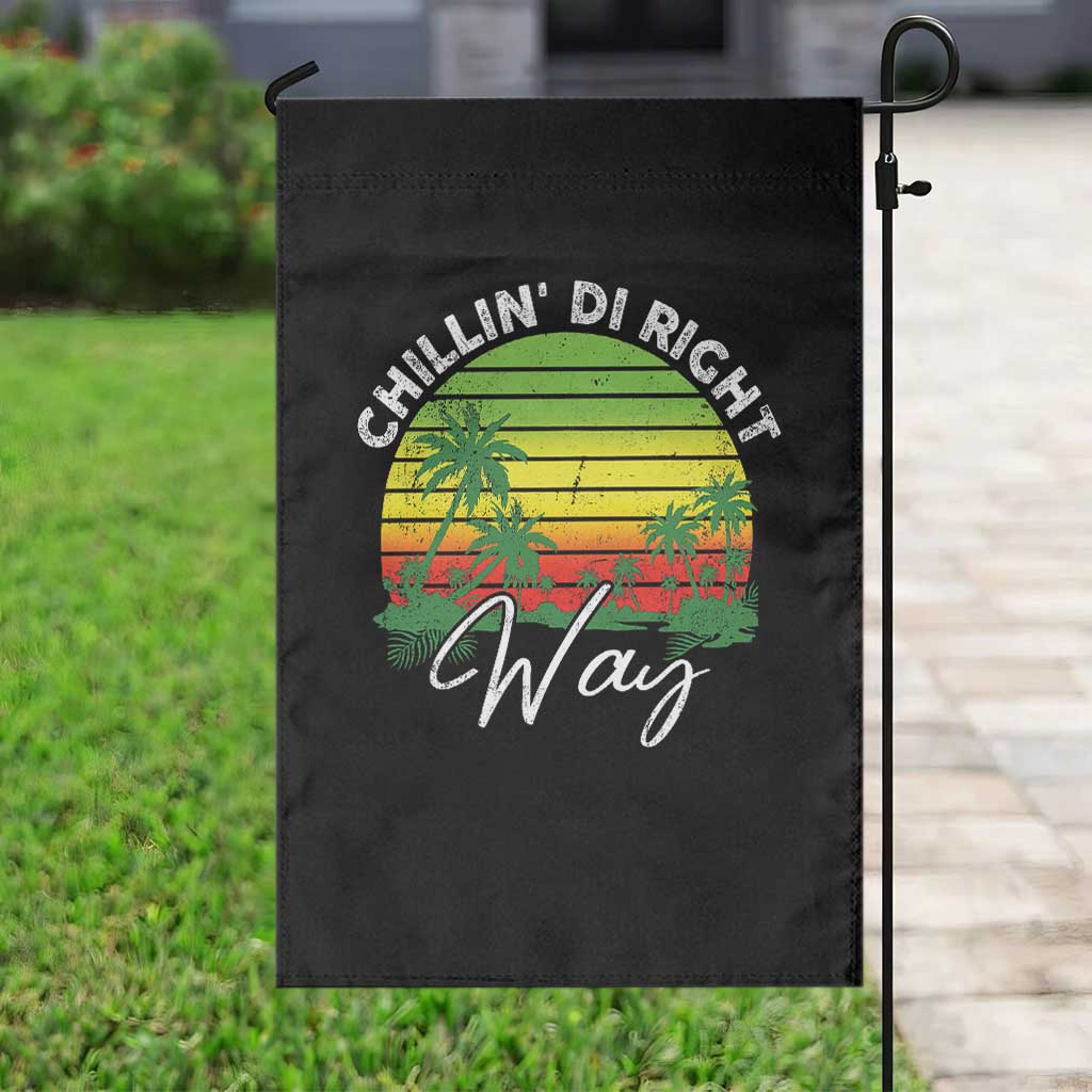Jamaican Reggae Vibes Garden Flag Retro Rasta Sunset Chill Chillin Di Right Way - Wonder Print Shop