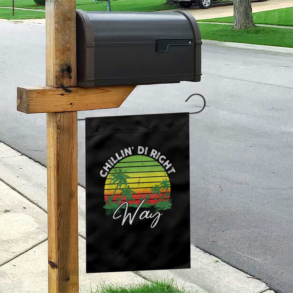 Jamaican Reggae Vibes Garden Flag Retro Rasta Sunset Chill Chillin Di Right Way - Wonder Print Shop