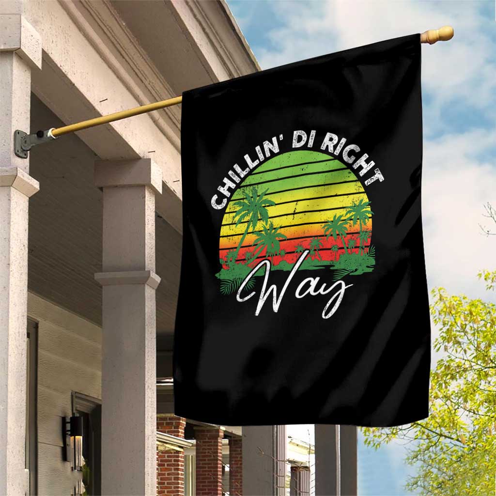 Jamaican Reggae Vibes Garden Flag Retro Rasta Sunset Chill Chillin Di Right Way - Wonder Print Shop