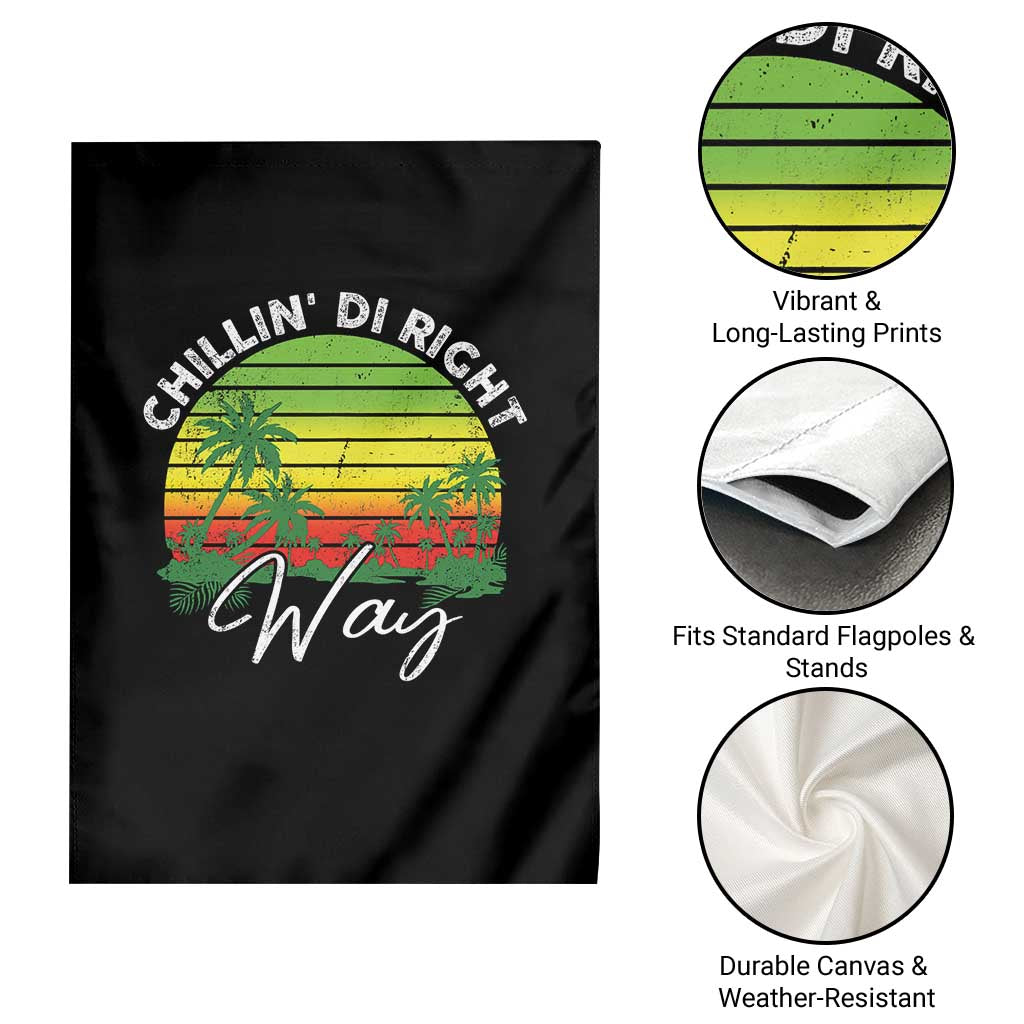 Jamaican Reggae Vibes Garden Flag Retro Rasta Sunset Chill Chillin Di Right Way - Wonder Print Shop