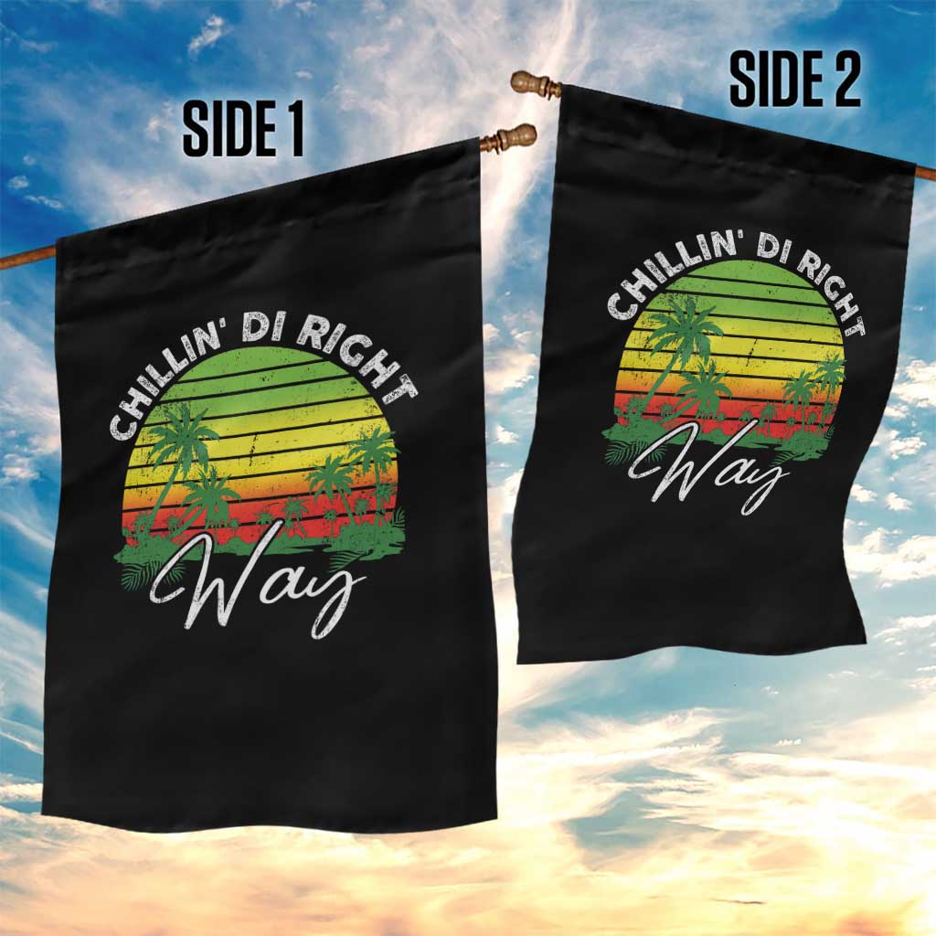 Jamaican Reggae Vibes Garden Flag Retro Rasta Sunset Chill Chillin Di Right Way - Wonder Print Shop