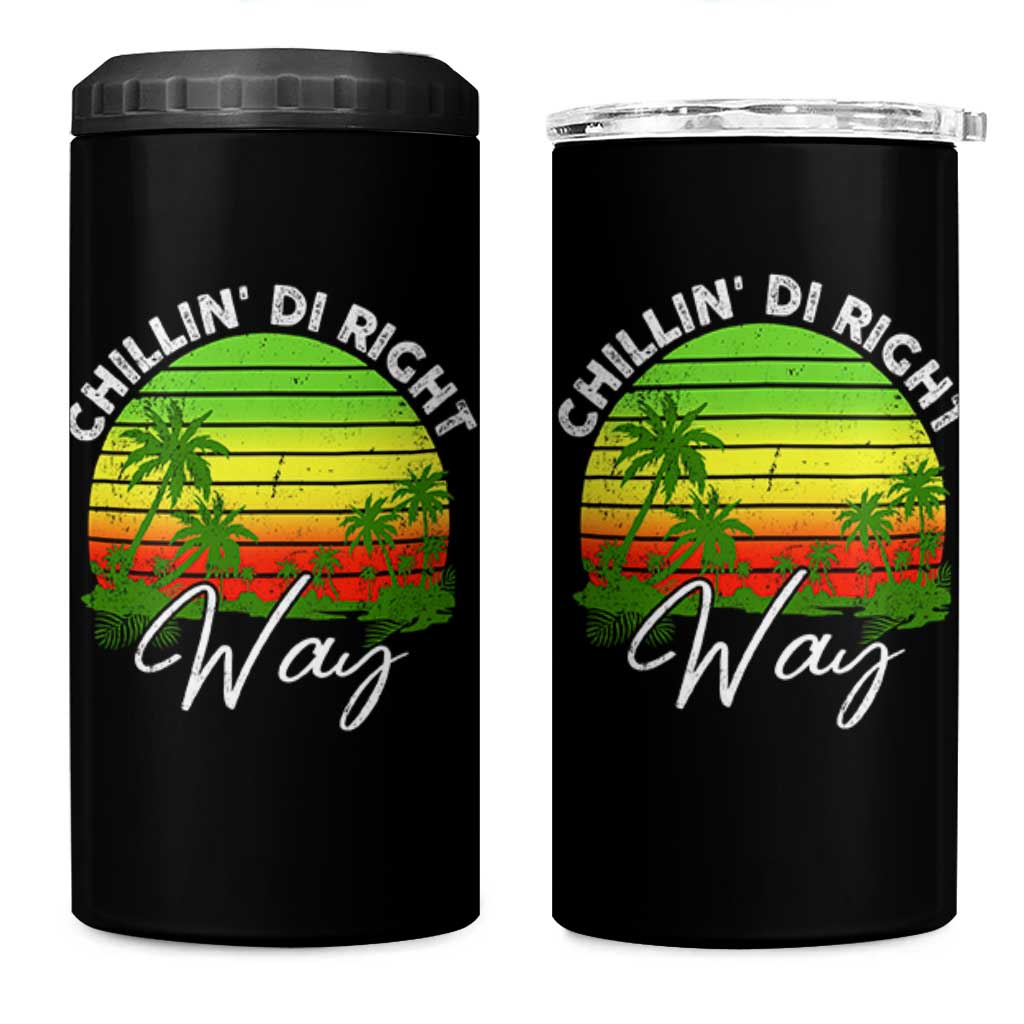 Jamaican Reggae Vibes 4 in 1 Can Cooler Tumbler Retro Rasta Sunset Chill Chillin Di Right Way - Wonder Print Shop
