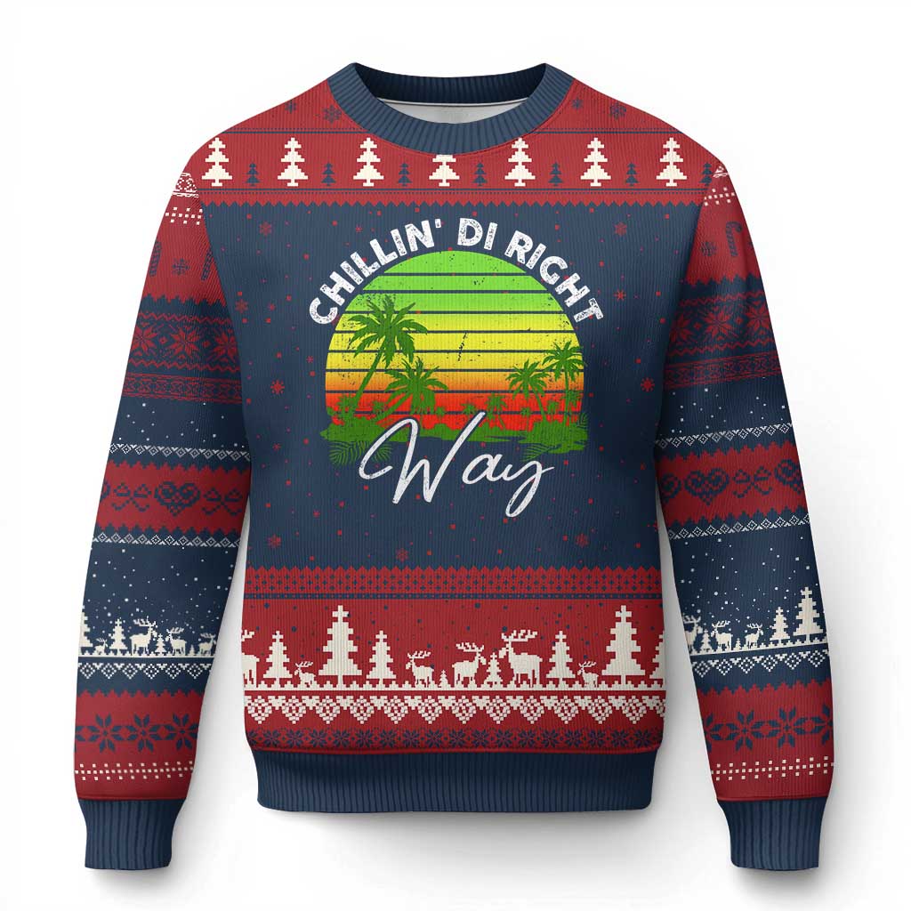 Jamaican Reggae Vibes Ugly Christmas Sweater Retro Rasta Sunset Chill Chillin Di Right Way - Wonder Print Shop
