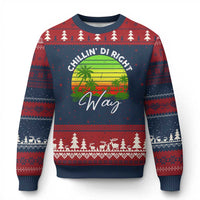 Jamaican Reggae Vibes Ugly Christmas Sweater Retro Rasta Sunset Chill Chillin Di Right Way - Wonder Print Shop