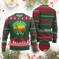 Jamaican Reggae Vibes Ugly Christmas Sweater Retro Rasta Sunset Chill Chillin Di Right Way - Wonder Print Shop