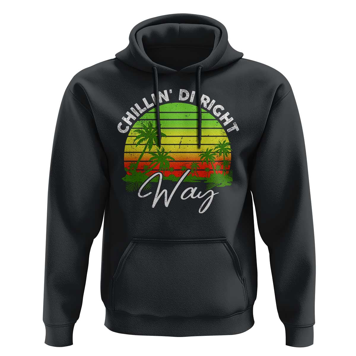 Jamaican Reggae Vibes Hoodie Retro Rasta Sunset Chill Chillin Di Right Way - Wonder Print Shop