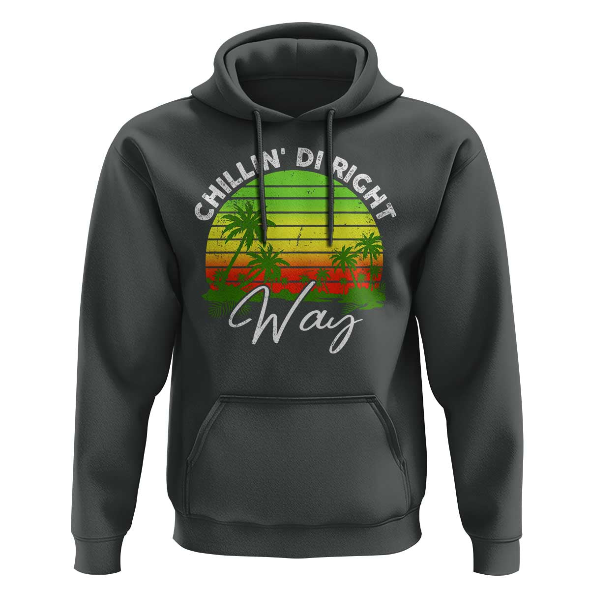 Jamaican Reggae Vibes Hoodie Retro Rasta Sunset Chill Chillin Di Right Way - Wonder Print Shop