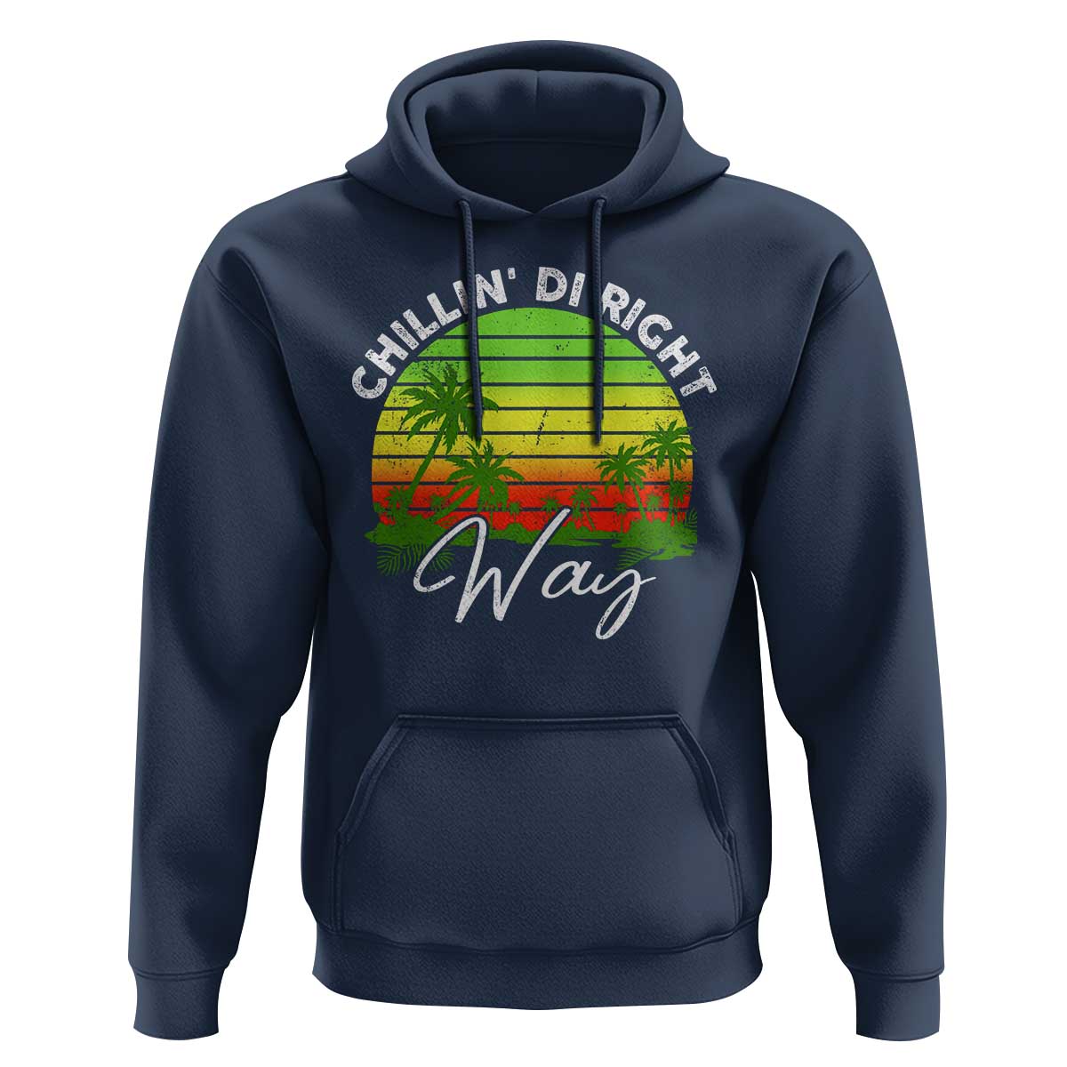 Jamaican Reggae Vibes Hoodie Retro Rasta Sunset Chill Chillin Di Right Way - Wonder Print Shop