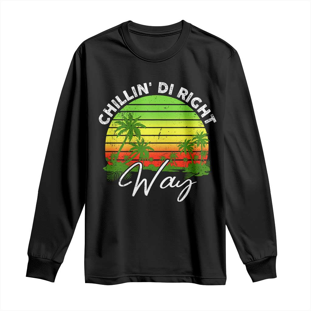Jamaican Reggae Vibes Long Sleeve Shirt Retro Rasta Sunset Chill Chillin Di Right Way - Wonder Print Shop