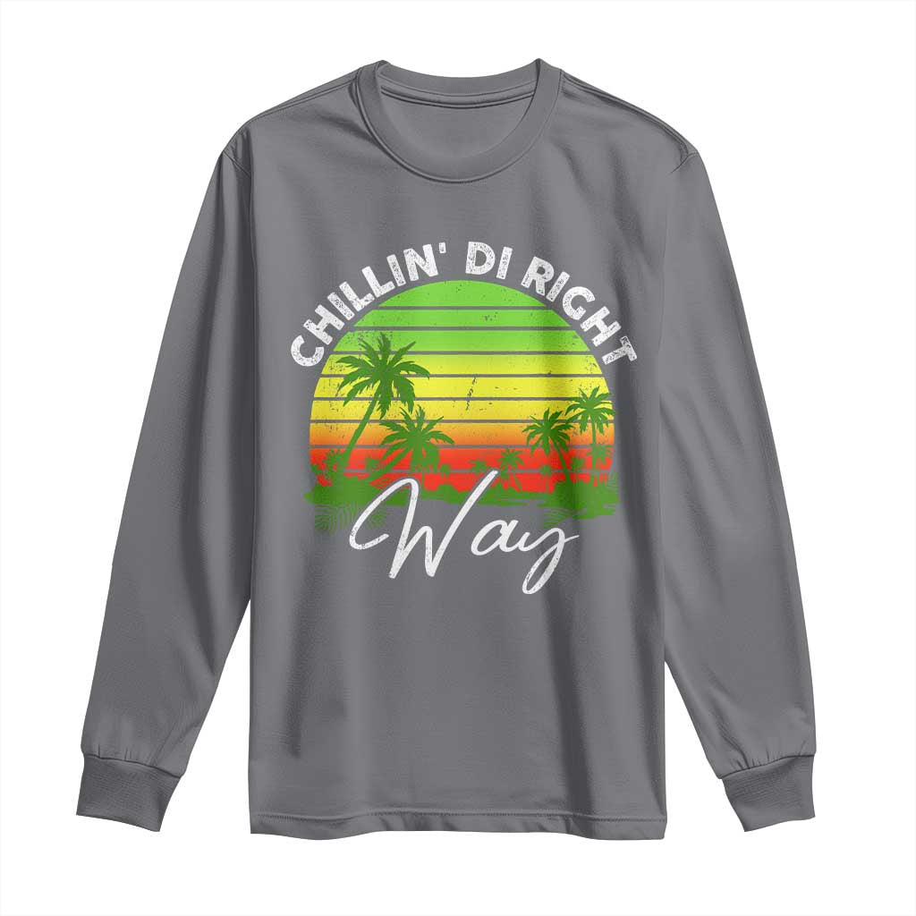 Jamaican Reggae Vibes Long Sleeve Shirt Retro Rasta Sunset Chill Chillin Di Right Way - Wonder Print Shop