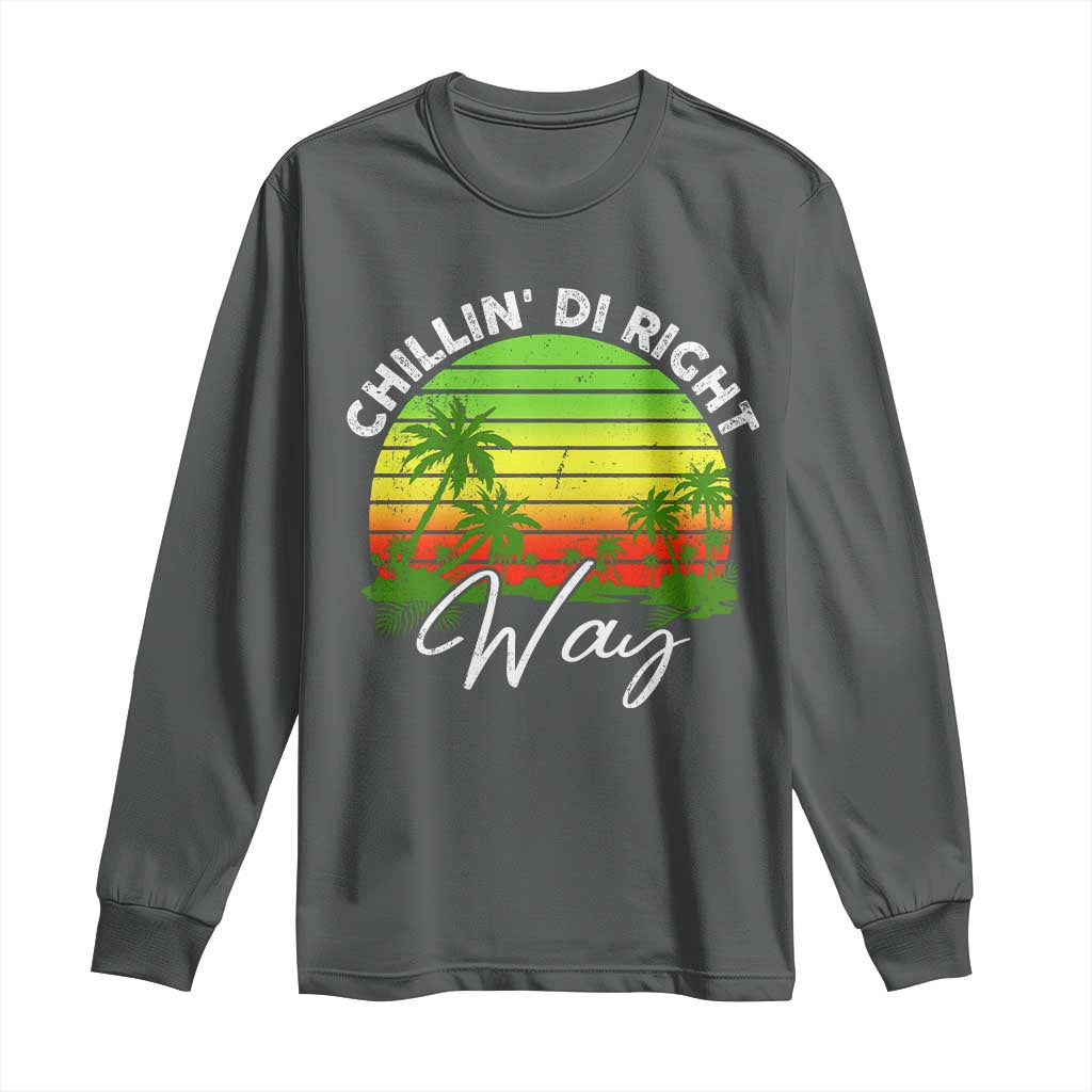Jamaican Reggae Vibes Long Sleeve Shirt Retro Rasta Sunset Chill Chillin Di Right Way - Wonder Print Shop