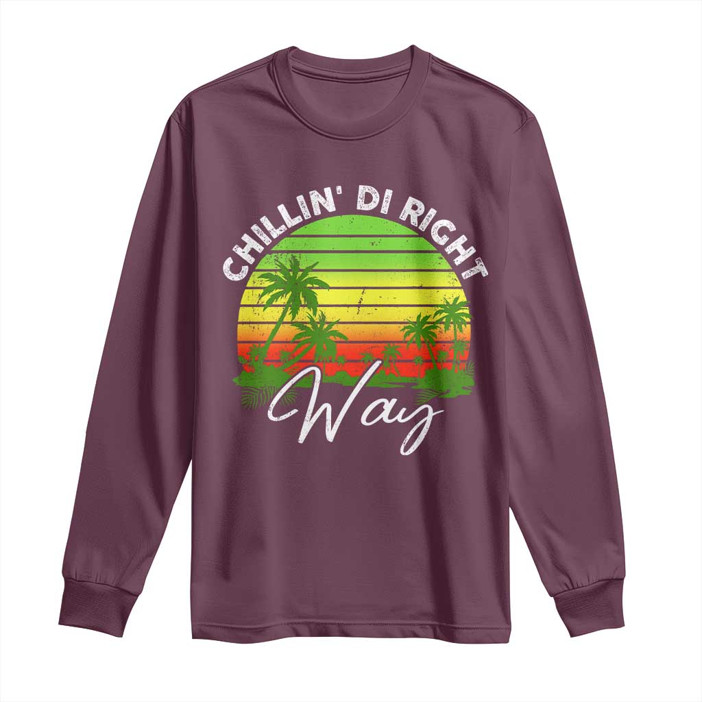 Jamaican Reggae Vibes Long Sleeve Shirt Retro Rasta Sunset Chill Chillin Di Right Way - Wonder Print Shop