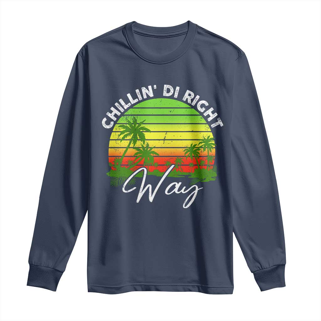 Jamaican Reggae Vibes Long Sleeve Shirt Retro Rasta Sunset Chill Chillin Di Right Way - Wonder Print Shop