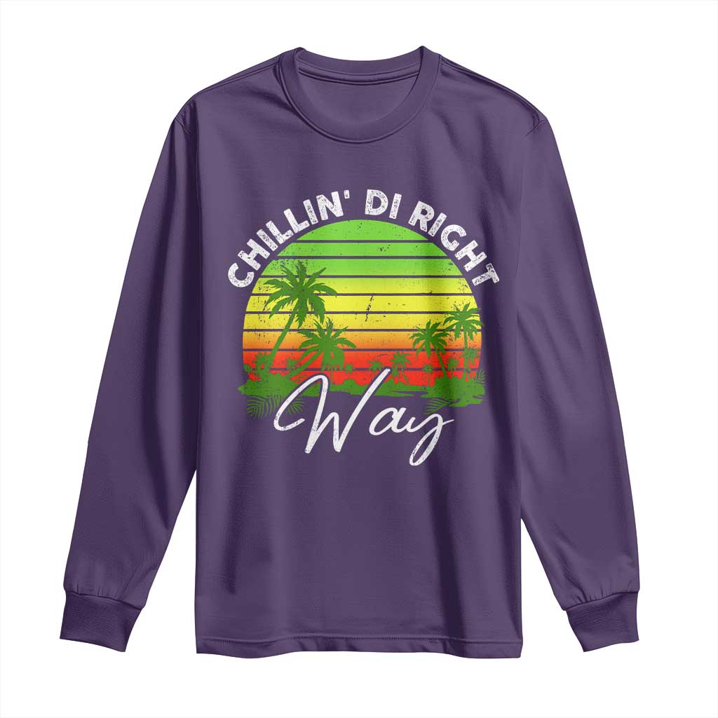 Jamaican Reggae Vibes Long Sleeve Shirt Retro Rasta Sunset Chill Chillin Di Right Way - Wonder Print Shop