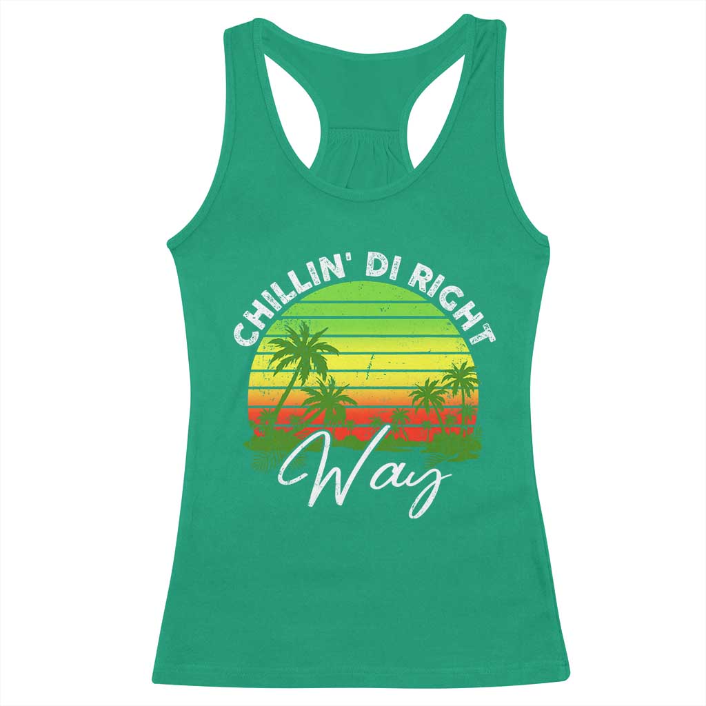 Jamaican Reggae Vibes Racerback Tank Top Retro Rasta Sunset Chill Chillin Di Right Way - Wonder Print Shop